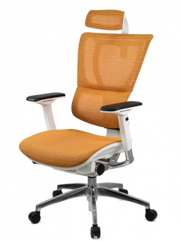 Эргономичное кресло в белом корпусе Comfort Seating Mirus, оранжевый