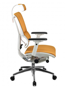 Эргономичное кресло в белом корпусе Comfort Seating Mirus, оранжевый