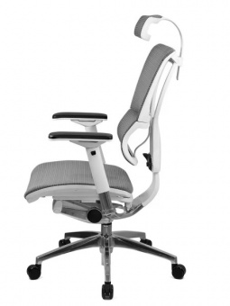 Эргономичное кресло в белом корпусе Comfort Seating Mirus, серый