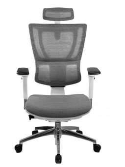 Эргономичное кресло в белом корпусе Comfort Seating Mirus, серый
